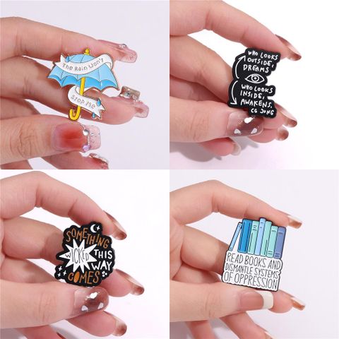 Cartoon Style Cute Cowboy Style Letter Umbrella Alloy Stamping Stoving Varnish Women's Brooches