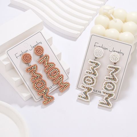 1 Pair Elegant MAMA Classic Style Letter Handmade Inlay Beaded Rhinestones Drop Earrings
