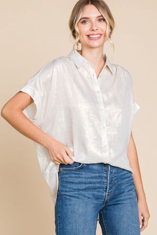 Women's Blouse Short Sleeve Blouses Elegant Solid Color