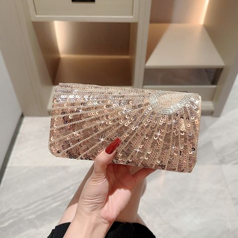 Apricot Sequin Solid Color Sequins Evening Bags