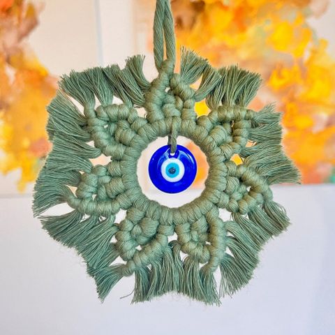 Ethnic Style Devil's Eye Cotton Thread Glass Pendant Wall Art