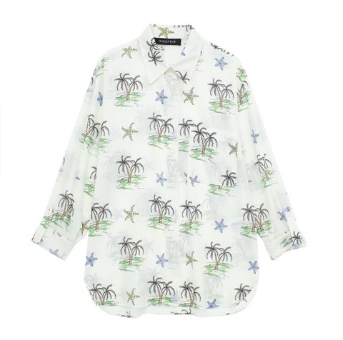 Women's Blouse Long Sleeve Blouses Printing Button Vacation Coconut Tree