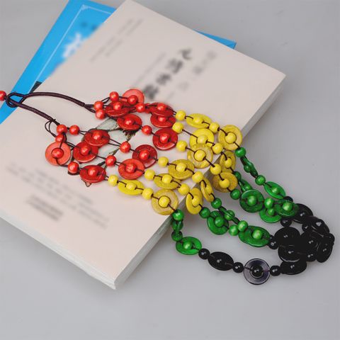 Wholesale Jewelry Ethnic Style Bohemian Geometric Wooden Beads Coconut Shell Charcoal Beaded Necklace