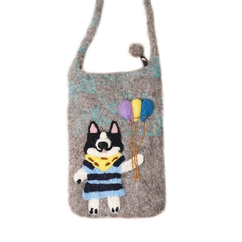 Kid'S Women's Mini Wool Felt Animal Cute Zipper Square Bag