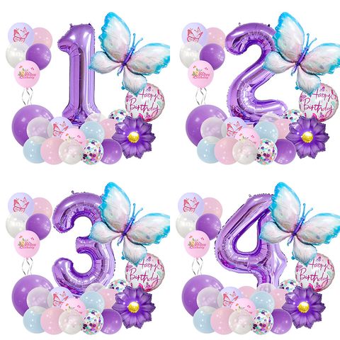 Casual Cute Letter Butterfly Aluminum Film Birthday Festival Balloons