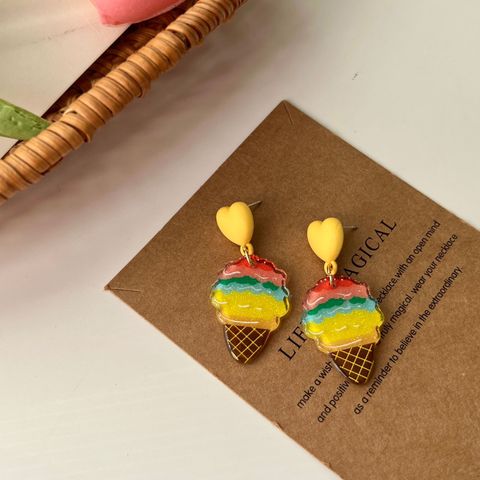 1 Pair Simple Style Classic Style Ice Cream Printing Arylic Drop Earrings