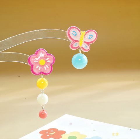 1 Pair Sweet Flower Butterfly Resin Drop Earrings