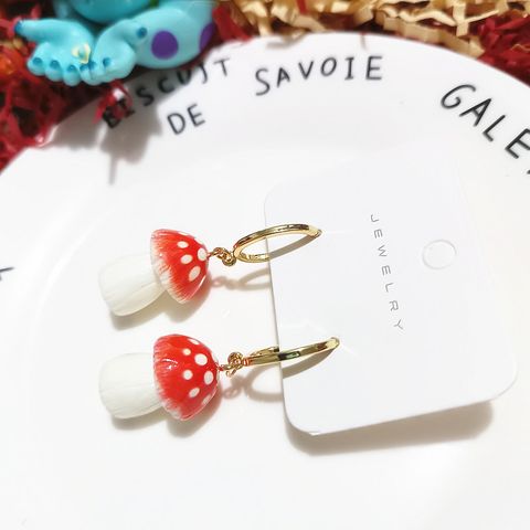 1 Pair Cute Mushroom Resin Earrings