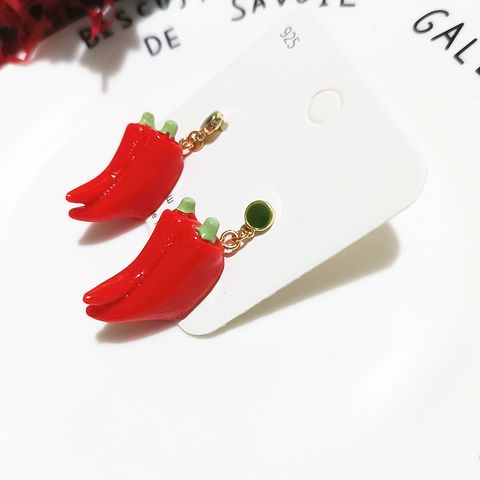 1 Pair Simple Style Cherry Carrot Resin Drop Earrings