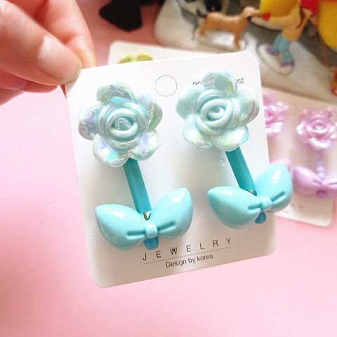 1 Pair Simple Style Flower Resin Drop Earrings
