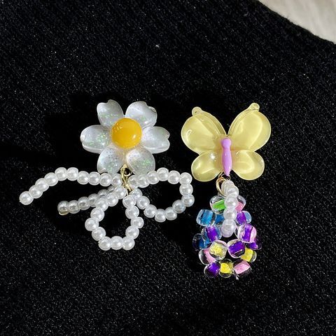 1 Pair Pastoral Flower Artificial Crystal Drop Earrings