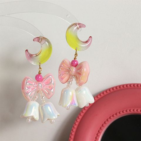 1 Pair Cute Flower Artificial Crystal Resin Earrings