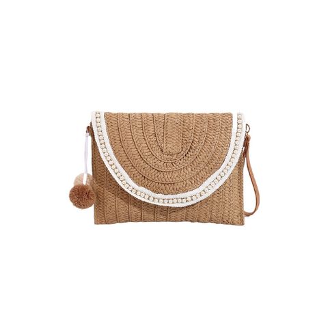 Women's Medium Straw Geometric Elegant Flip Cover Square Bag