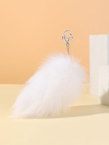 Retro Solid Color Faux Fur Metal Women's Bag Pendant Keychain