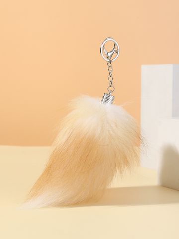 Retro Solid Color Faux Fur Metal Women's Bag Pendant Keychain