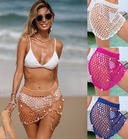 Women's Vacation Solid Color Shell 1 Piece Bikinis Swimwear