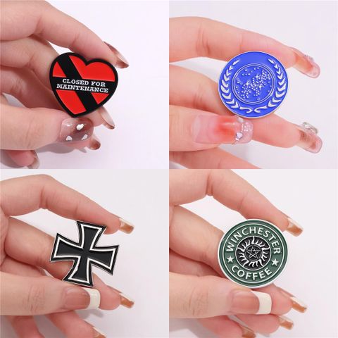 Cartoon Style Cowboy Style Cross Letter Heart Shape Alloy Stamping Stoving Varnish Plating Unisex Brooches
