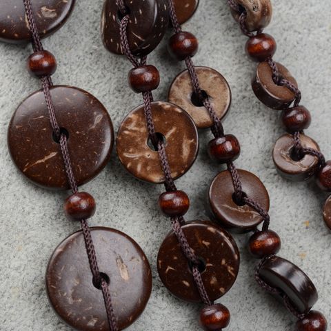 Wholesale Jewelry Vintage Style Bohemian Classic Style Geometric Wooden Beads Coconut Shell Layered Necklaces