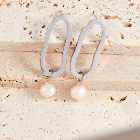 1 Pair Basic Modern Style Classic Style Irregular Plating Inlay Alloy Freshwater Pearl 18K Gold Plated Silver Plated Drop Earrings