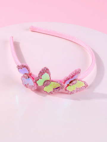 Girl'S Casual Elegant Cute Butterfly PVC Sequin Lace Hair Band