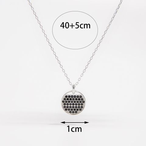 Sterling Silver White Gold Plated Elegant Lady Plating Inlay Round Zircon Pendant Necklace