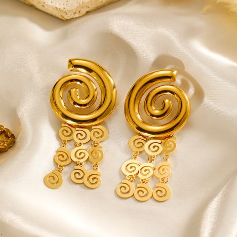 1 Pair Basic Modern Style Classic Style Circle Solid Color Plating 304 Stainless Steel 18K Gold Plated Drop Earrings