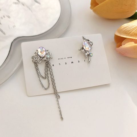 1 Pair Elegant Lady Geometric Plating Inlay Alloy Glass Metal Artificial Gemstones Drop Earrings Ear Studs
