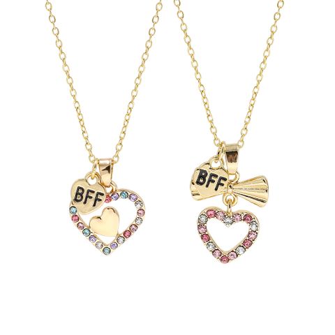 Alloy Copper Cartoon Style Enamel Letter Heart Shape Necklace
