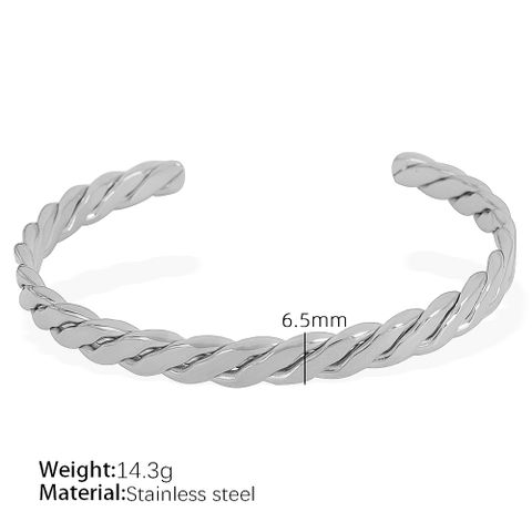Titanium Steel 18K Gold Plated IG Style Cool Style Plating Circle Waves Bangle