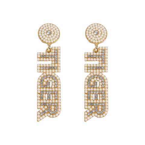 1 Pair Basic Modern Style Classic Style Letter Inlay Alloy Rhinestones Drop Earrings