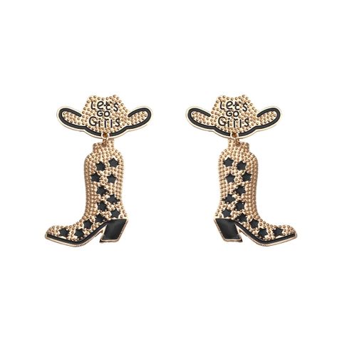 1 Pair Basic Modern Style Classic Style Heart Shape Boots Inlay Zinc Alloy Seed Bead Drop Earrings