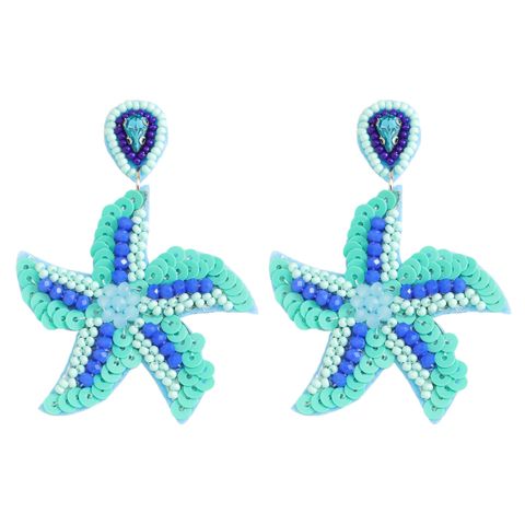 1 Pair Hawaiian Marine Style Tortoise Starfish Dolphin Plastic Seed Bead Drop Earrings