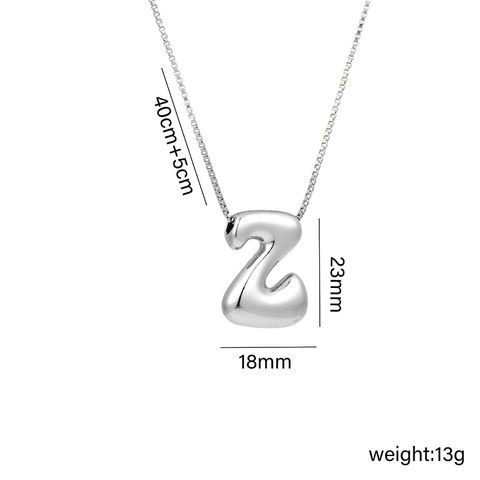 Copper White Gold Plated Basic Plating Letter Pendant Necklace