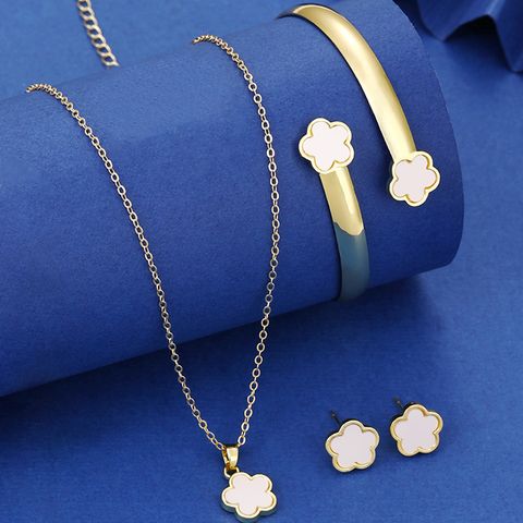 Copper Elegant Lady Modern Style Plating Flower Jewelry Set