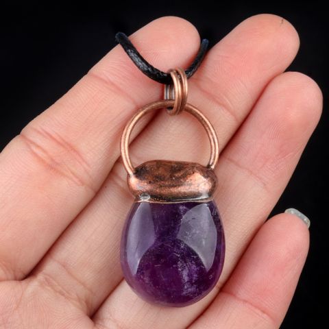 Natural Stone Antique Bronze Classical Retro Inlay Oval Natural Stone Pendant Necklace