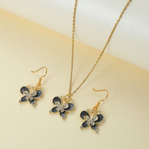 Elegant Luxurious Shiny Butterfly Alloy Inlay Rhinestones Women's Jewelry Set