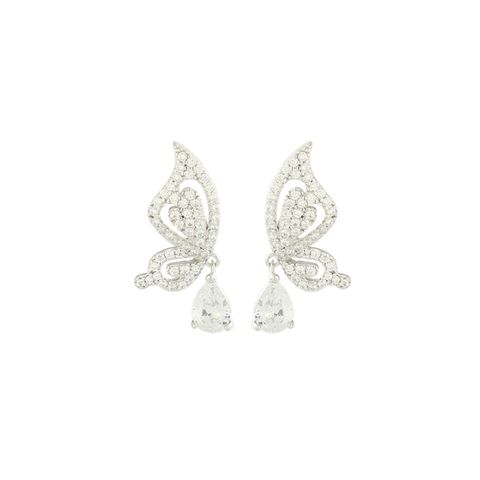1 Pair Simple Style Classic Style Butterfly Plating Inlay Sterling Silver Zircon 14K Gold Plated Ear Studs
