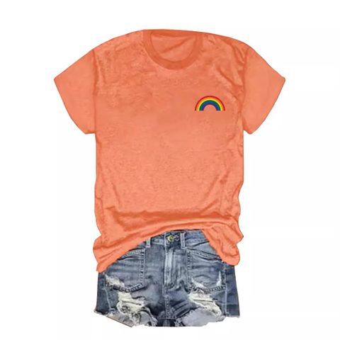 Women's T-shirt Short Sleeve T-Shirts Printing Streetwear Rainbow