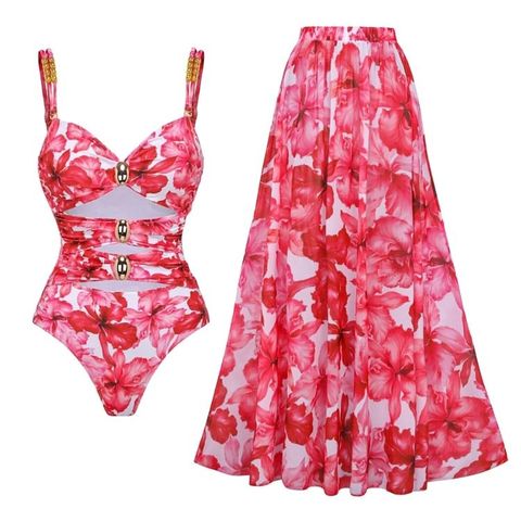 Mujeres Sexy Floral Ditsy 2 Piezas Una Pieza Traje De Baño