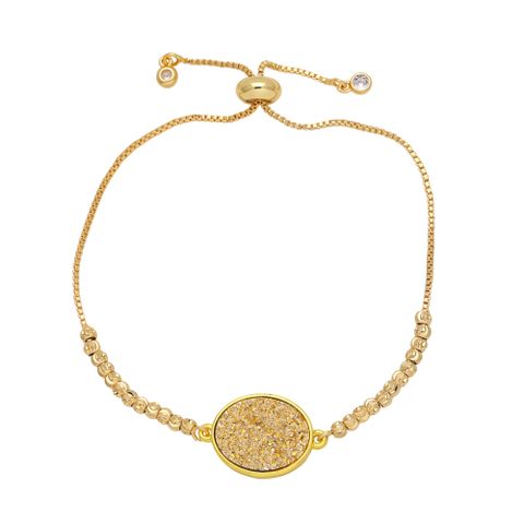 Copper 18K Gold Plated Simple Style Plating Round Bracelets
