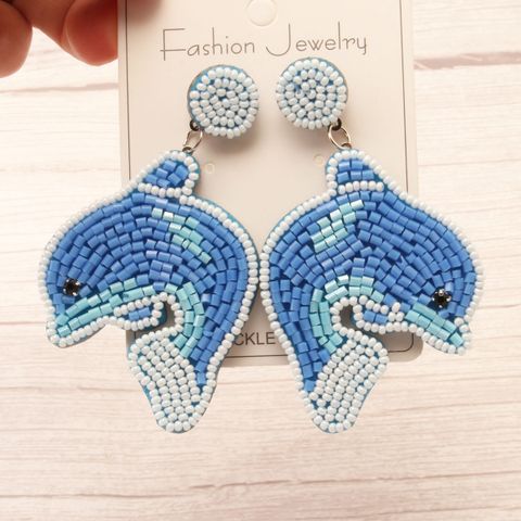 1 Pair Marine Style Tortoise Starfish Dolphin Plastic Zinc Alloy Drop Earrings