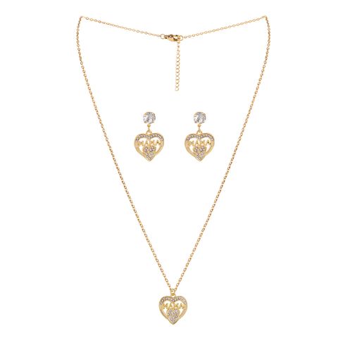 Elegant MAMA Simple Style Letter Heart Shape Iron Hollow Out Inlay Rhinestones Gold Plated Mother'S Day Women's Jewelry Set