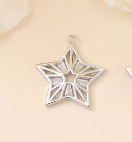 1 Piece 20 * 19mm Copper Zircon 18K Gold Plated White Gold Plated Star Polished Pendant