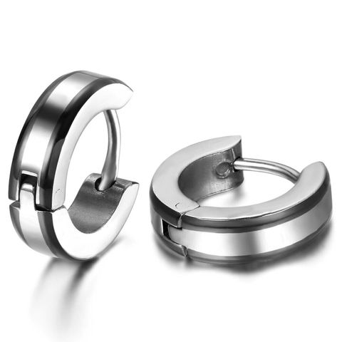 1 Piece Basic Modern Style Classic Style Round 304 Stainless Steel Hoop Earrings