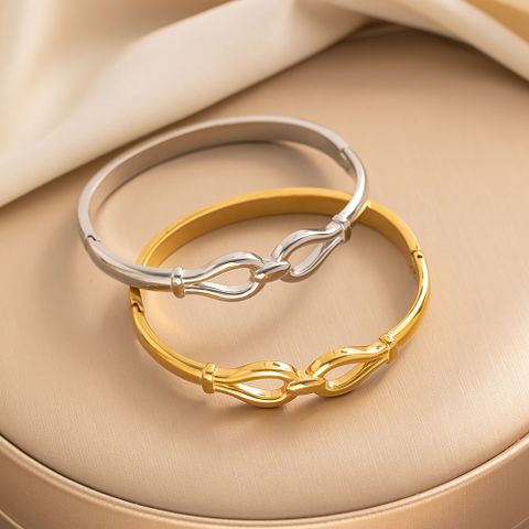 Titanium Steel 18K Gold Plated Basic Modern Style Classic Style Solid Color Bangle