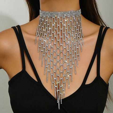 Wholesale Jewelry Exaggerated Shiny Geometric Alloy Rhinestones Inlay Pendant Necklace