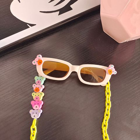 Cute Vacation Color Block Pc Resin Square Full Frame Kids Sunglasses