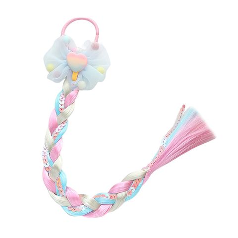 Kid'S Cartoon Style Heart Shape Bow Knot Artificial Chemical Fiber Cloth Hair Tie