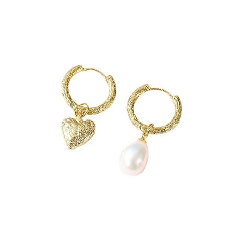 1 Pair Original Design Simple Style Heart Shape Imitation Pearl Copper Drop Earrings