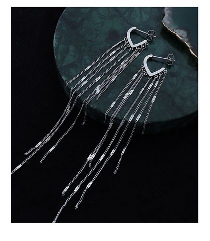Simple Fashion Long Tassel Titanium Steel Ear Jewelry